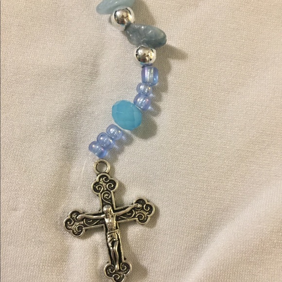 Handmade Rosary with blue rock stones, New. - Picture 2 of 2